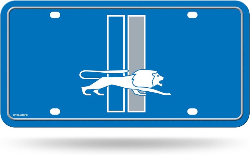 NFL Football Detroit Lions Retro Logo Metal Auto Tag 6" x 12" - Great for Truck/Car/SUV
